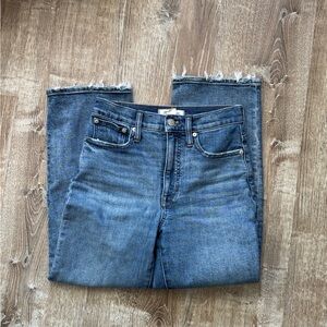 Madewell High-Rise Slim Wide Leg Crop Frayed Hem Jeans - Blue